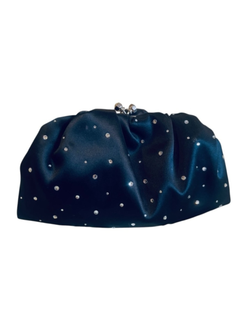 Franchi Black Satin Rhinestone Evening Clutch shoulder bag small - Picture 3 of 6